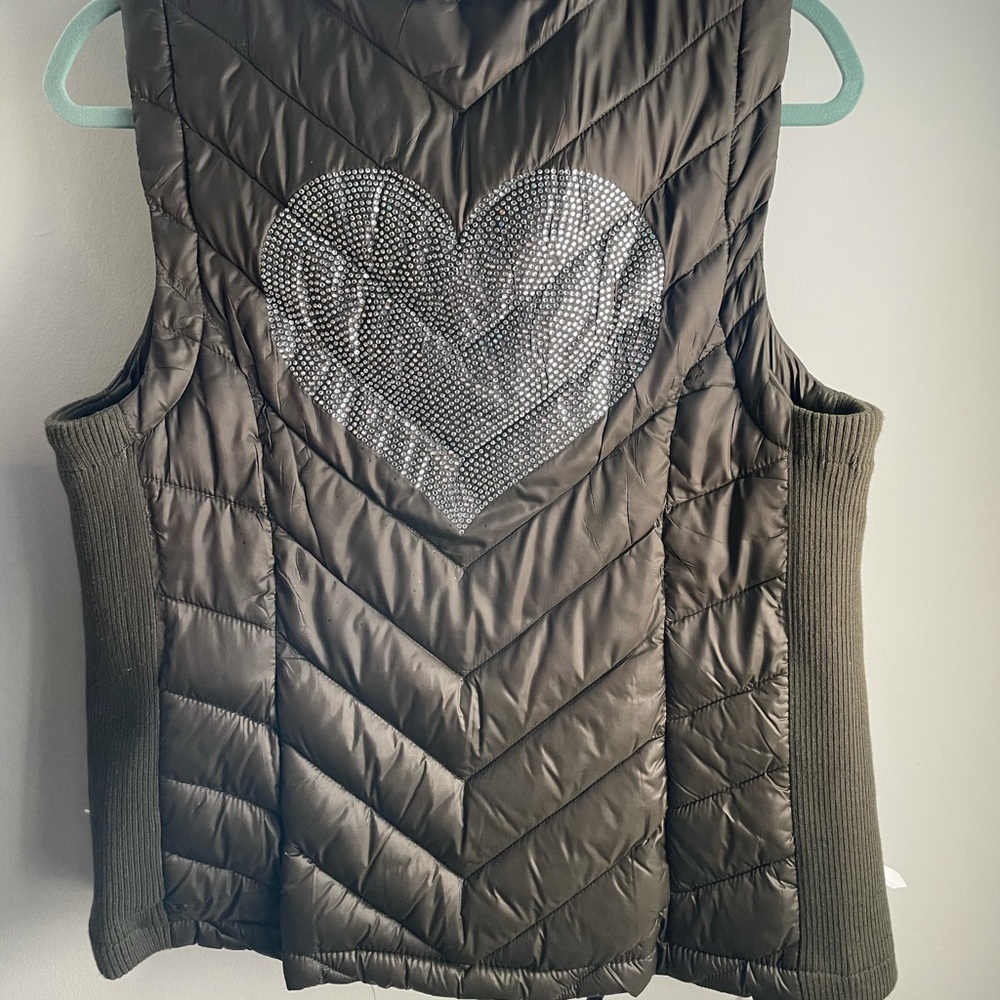 Green vest with  Rhinestone Heart on back